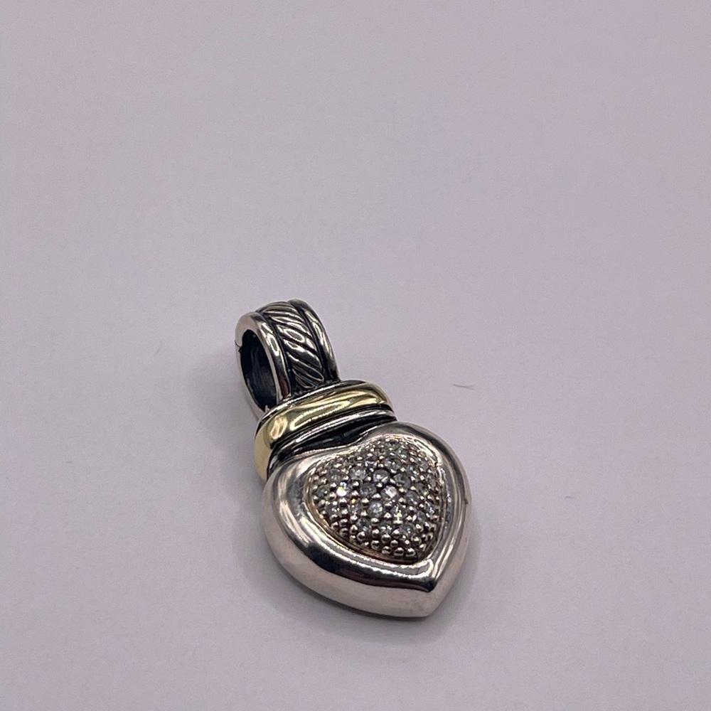 David Yurman 18k Yellow Gold Sterling Silver Heart Pendant - Picture 11 of 12